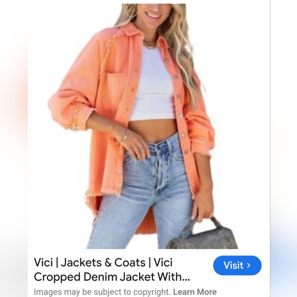 Vici Orange oversized distressed lightweight jacket size Medium